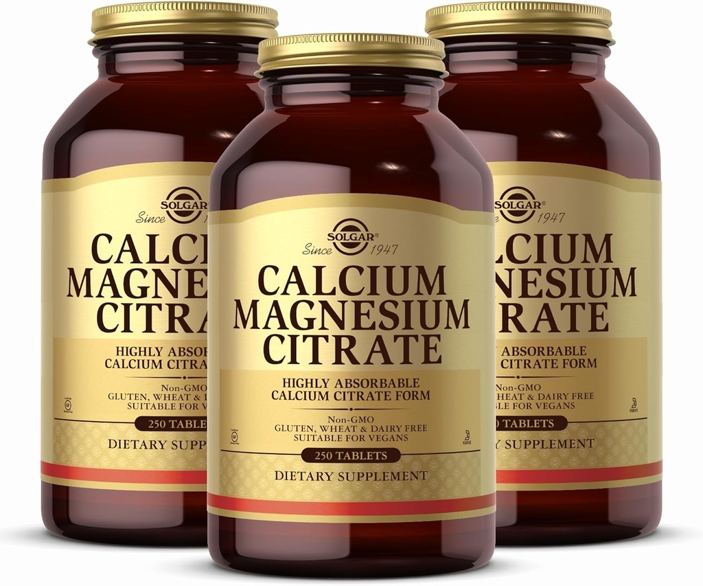 Solgar Calcium Magnesium Citrat, 250 Tabletten (Pack von 3) - Unterstützt gesunde Knochen & Zähne - Musculoskeletal & Nervous System Unterstützung - Highly Absorbable - Non-GMO und Vegan - 150 Total Servings