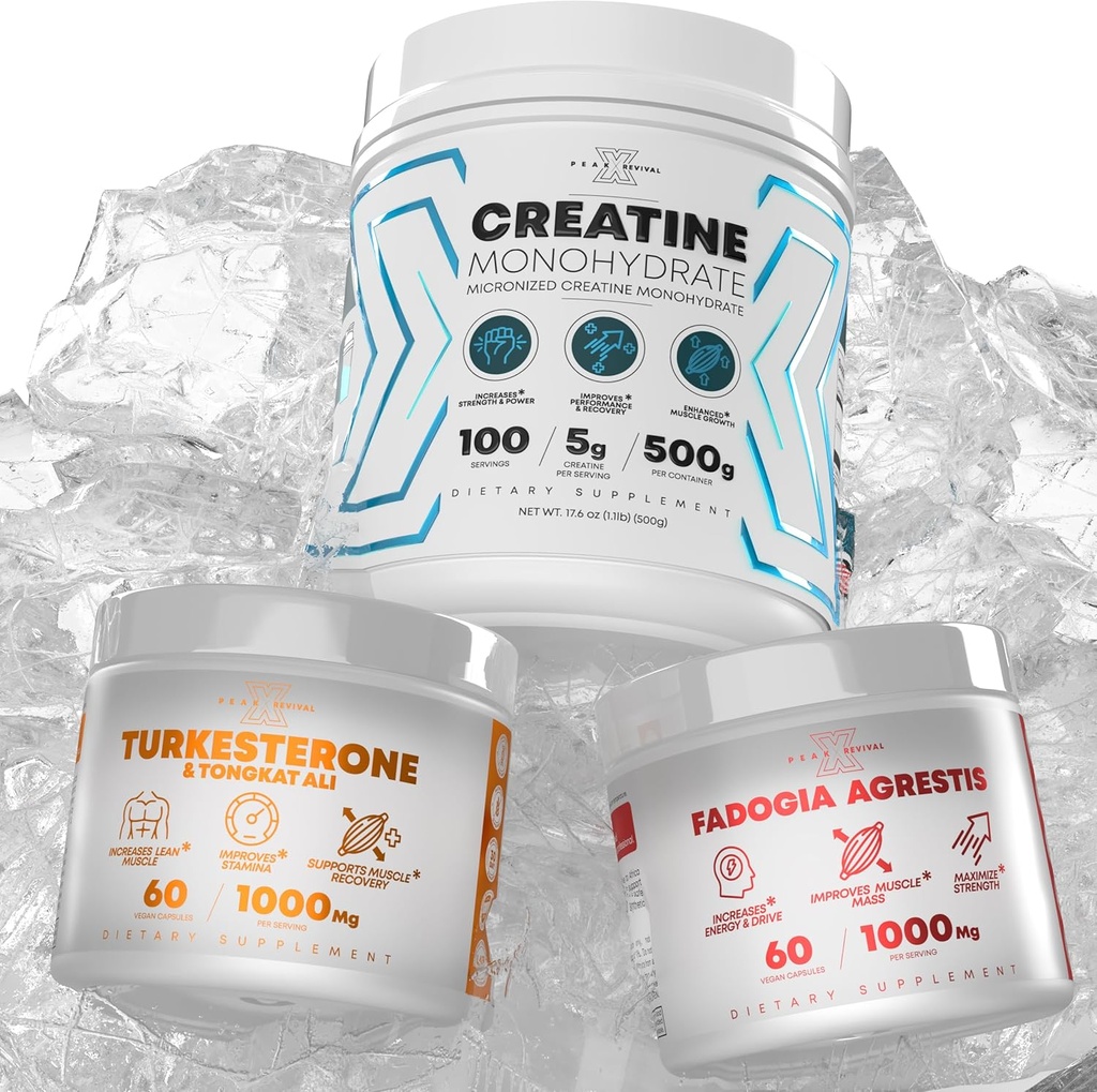 Fadogia Agrestis+ Performance Creatine Monohydrate אבקת תוסף + Turkesterone & Tongkat Ali Gluten חינם, non-GMO, טבעוני (60 קפסולות)