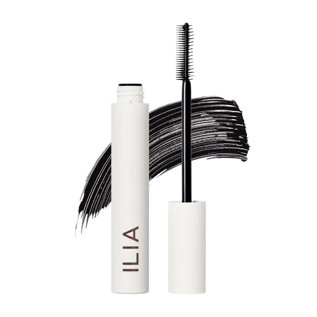 ILIA - Lash Mascara без лимити      по-леки, обезводняващи, удължаващи, лифтинг, Флейк + Smudge-Resitant             по-малко от-Toxic, Cruelty-Free, Ophthalmologist-Tested, Safe For Sensitive Eyes (Soft Black)