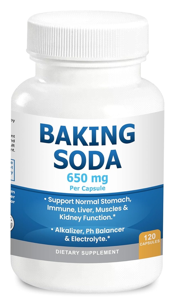 Baking Soda Capsules 650mg Pure Baking Soda Aluminium fri organisk användning. Natural Baking Soda 120 Caps