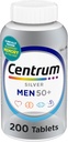 Centrum Silver Mäns 50+ Multivitamin med vitamin D3, B-Vitaminer, Zink för minne och kognition - 200 tabletter