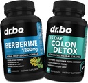 Berberine Supplement & Colon Cleanser Detox - Berberine HCL Supplement Cápsulas e 15 dias comprimidos de limpeza intestinais & Probiótico - Premium HCL Bowel Suplementos de Movimento para Bloating Estômago