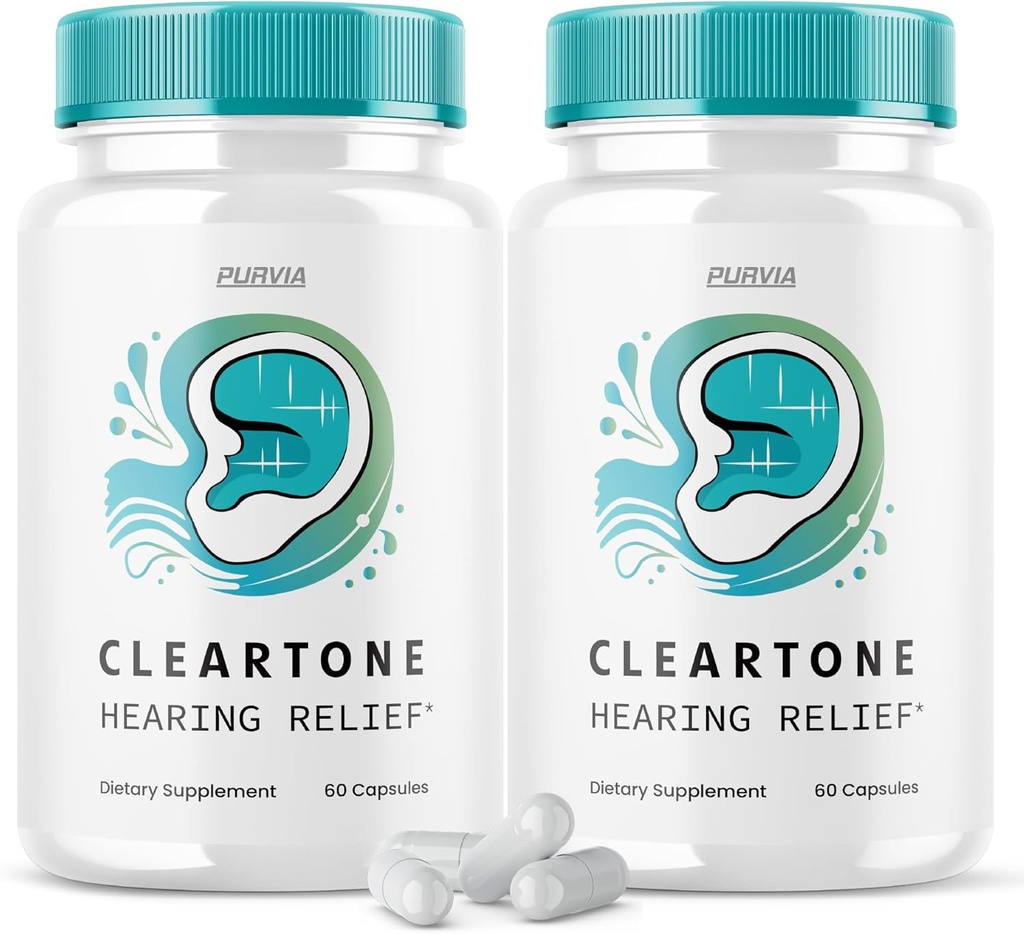 (2 Pack) Cleartone Pills - Formula ofiziala - Cleartone Tinnitus Entzuteko euskarri-pilak, Tone-ren pilak entzuteko gehienezko indarra Formula Garbitu Tone bitamina gehigarria (120 kapsula)