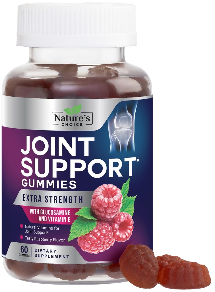 Joint Support Gummies - Extra Strength Glucosamine Gummy Supplement with Vitamin E - Natural Cartilage Joint Health & Flexibility Support, Best Support Glucosamine Chew for Men & Women - 60 Gummies