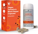 Vegan Turmeric & Black Pepper kapslid (60 kapslit) - Tumeric Supplements kapslid 1 päevas - toidulisandid täiskasvanutele ja lastele