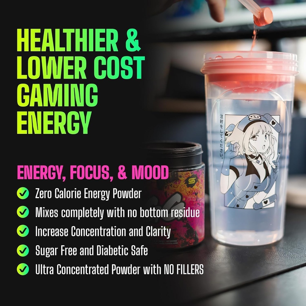 Gamer Supps, GG Energy Red Raspberry (100 services) - Keto 友好游戏能源与诺热带混合剂,无糖+有机咖啡因+维生素,粉末饮料