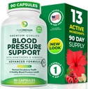 PurePremium Blood Pressure Supplements with Hawthorn Berry, Hibiscus, Garlic & Vitamin B12-Nitric Oxide Supplement for Normal Heart Health, Circulation Health and Blood Pressure Support - 90ct