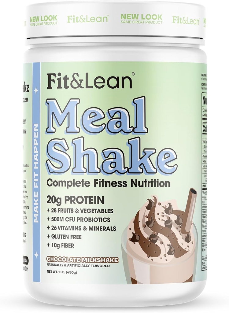 Fit & Lean Meal Shake, שומן Burning Meal החלפת, חלבונים, סיבים, פרוביוטיקה, שוקולד, 1lb, 10 לשרתים Per Container
