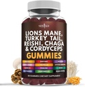 Komplotan Mushroom Mane Lion yang Baru - Suplemen Jamur dengan Reishi, Cordyceps - 60 Count