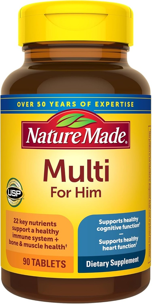Nature Made Multivitamin for-Nya, Mins Multivitamin With No Iron, Daily Nutition Supply, Nature Made Multi Mins Vitamin & Mineral, 90 Hari Suppply