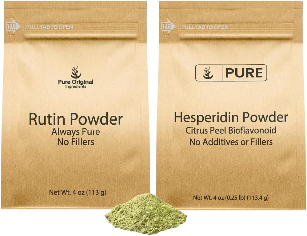 Чистые оригинальные ингредиенты Hesperidin Powder и Rutin Powder Bundle, 4 унции Каждый, Всегда Чистый, Диетический Дополнение, Лабораторно Проверенный