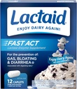 Act rapid Lactaid Lactoză Intoleranță Caplete de relief cu Lactase Enzyme pentru a preveni gaz, Blooting & Diaree Datorită sensibilităţii la lactoză, Ideal pentru Travel & On-The-Go, 12 cutii de 1-Count