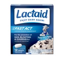 Lactaid Fast Act Lactose Intolerance Relief Caplets with Lactase Enzyme to Prevent Gas, Bloating & Diarrhea Due to Lactose Sensitivity, Ideal for Travel & On-The-Go, 12 Packs of 1-Count