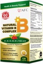 AFC Japan přírodní vitamin B komplex s B1, B2, B3, B6, B12, kyselina listová & Glutathione Yeast Extract, No Synthetics, Non-GMO, dodatek pro stres, energie, imunitní a nervový systém, 120 Vegan Caplet