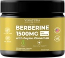 VINATURA Berberine 1500 mg - Berberine dodatek s Ceylon Cinamon, Max Potency Berberine HCL - 90 kapsul