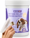 HICC PET Ohr Reiniger Finger Wipes für Hunde & Katzen, Vet-Recommended Dog Ear Infection Treatment to Relief Itching & Entzündung, Entfernen Wax, Schmutz & Stop Smelly, Non-Irritating, 50ct (Coconut Scent)