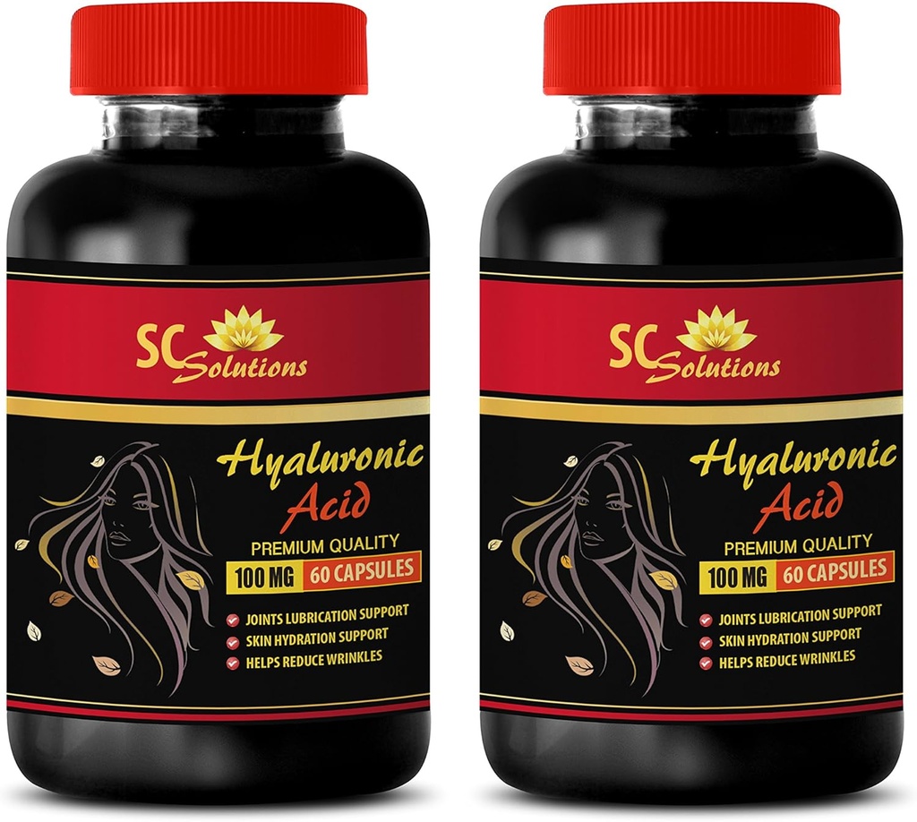 Anti Aging Capsules för ansikte - HYALURONIC Acid Pills 100 mg - hyaluronsyra tillskott för ögon - 2 flaskor 120 kapslar