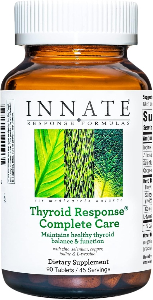 INNATE Response Formulas Thyroid Response Complete Care - Made With Ashwagandha - Mantén o equilibrio e función da tiroides óptima - Vegetarian, Gluten-Free, Non-GMO - 90 comprimidos (45 porcións)