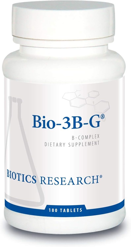 Biotics Research Bio-3B-G Vitamin B Complex, vitamin B Complex Supplement för Stress, Energi och Adrenal Health Gluten Free Supplement 180 tabletter