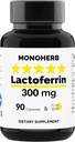MONOHERB Lactoferin 300 mg katrā kapsulā - 90 Veģetārās kapsulas - izgatavotas ASV