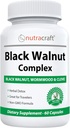 Nutracraft Black Walnut Detox Cleanse תוסף | Black Walnut, Wormwood, Clove, PAU D'Arco, Pumpkin Seed, Garlic, Zinc | Intestinal Guard for Humans | 60 קפסולות