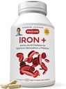 AndREW LESSMAN Iron Plus 180 Capsules - 18mg Iron, 100% Pure Amino Acid Chelated Iron (Glycinate, Aspartate), Plus Vitamin C for Increased Absorption, Small, easy to Swallow Capsules, No Additives