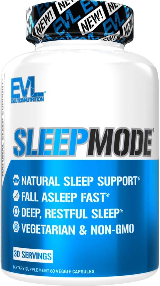 Evlution Nutrition Herbal Complex Sleep Supplements for Adults Gentle Sleep Support Adult Melatonin Pills with Valerian L-Tryptophan Lemon Balm and More - Restful Calm Capsules - 30 Servings