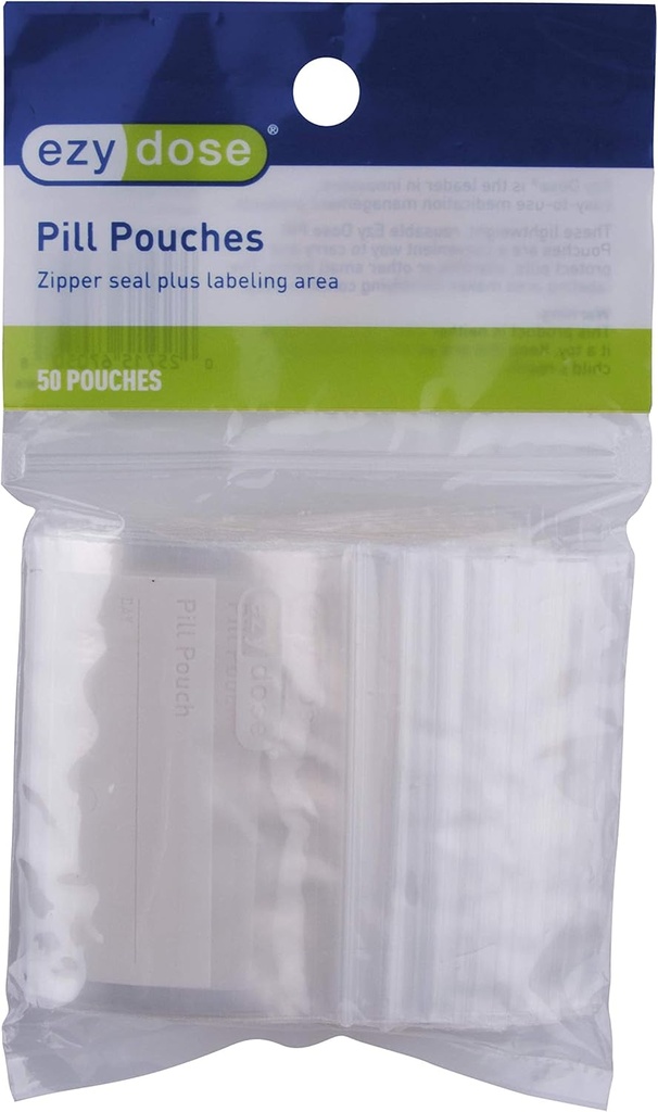 EZY DOSE Disposable Pill, Vitamin och Medicine Organizer Pouches, Zippered Seal Bags, Pocket Sized, Easy to Use, 50 Count, BPA Free