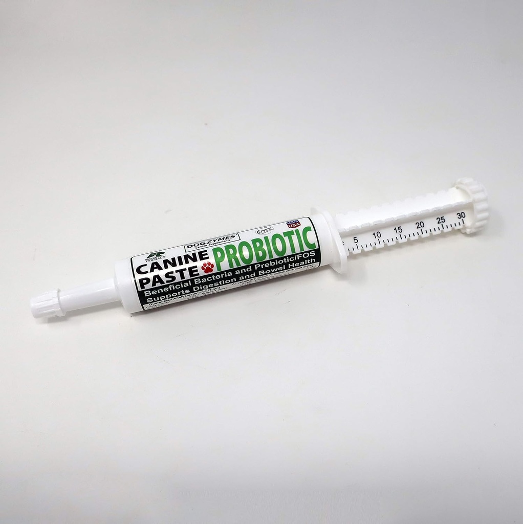 Dogzymes Canine Probiotic Paste Beneficial 박테리아 효소 2.3 억 CFU / gm Saccharomyces boulardii 유기 건조 꿀 분말 (30 그램)