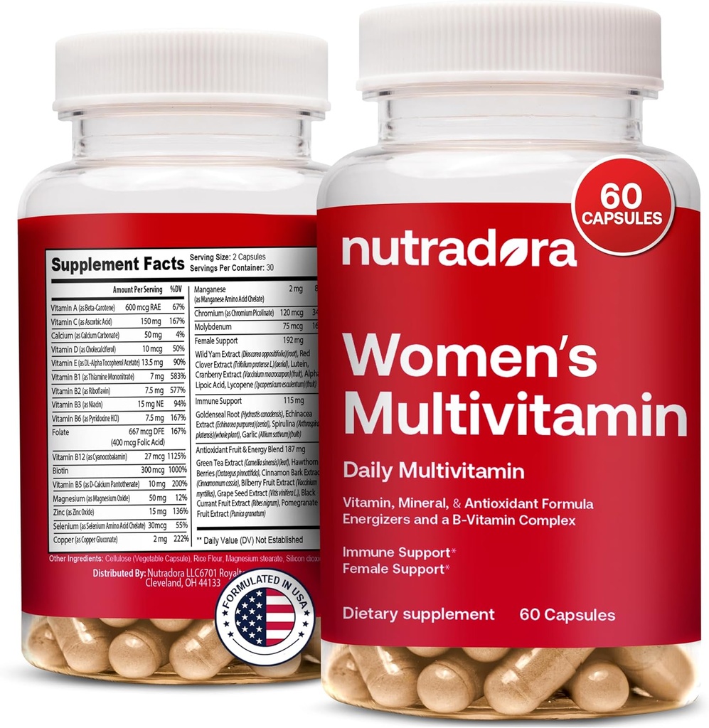 여성을 위한 Multivitamin - 여성 Multivitamin & 에너지, 계류, 머리, 피부 & 못을 위한 다성 보충교재 - 매일 Multivitamins A, B, C, D, E, 아연 & 더 많은 여성 비타민 캡슐