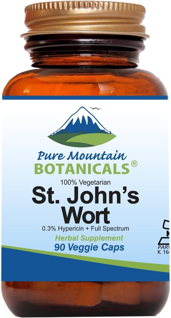 Pure Mountain Botanicals St. John's Wort капсули с 450mg Формула на органично биле и St John's Extract Addition