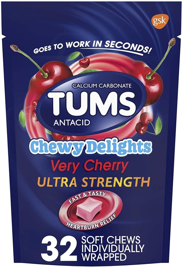 Tums Chewy Delights, Very Cherry 32 ea pakke med 4 av TUMS