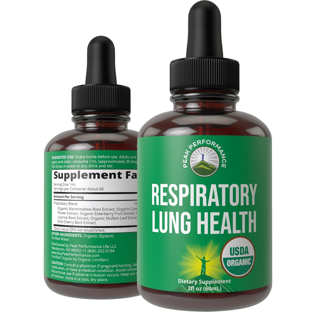 USDA Organic Lung Detox for Smokers and Non Smokers with 6 Top Ingredients. Mullein Leaf, Marshmallow Root, Calendula. Lungs Cleanse for Better Respiratory Health. Liquid Drops Tincture Supplement
