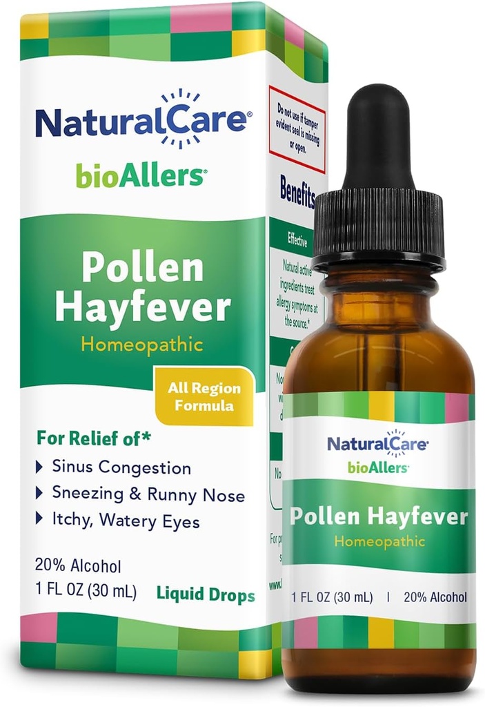 NaturalCare Pollen Hayfever Homeopatické kapalné kapky podle bioAllers, 1 Fl Oz currency 124; Může poskytnout podporu prostřednictvím vyžírání, zácpa, svědění, vyrážka