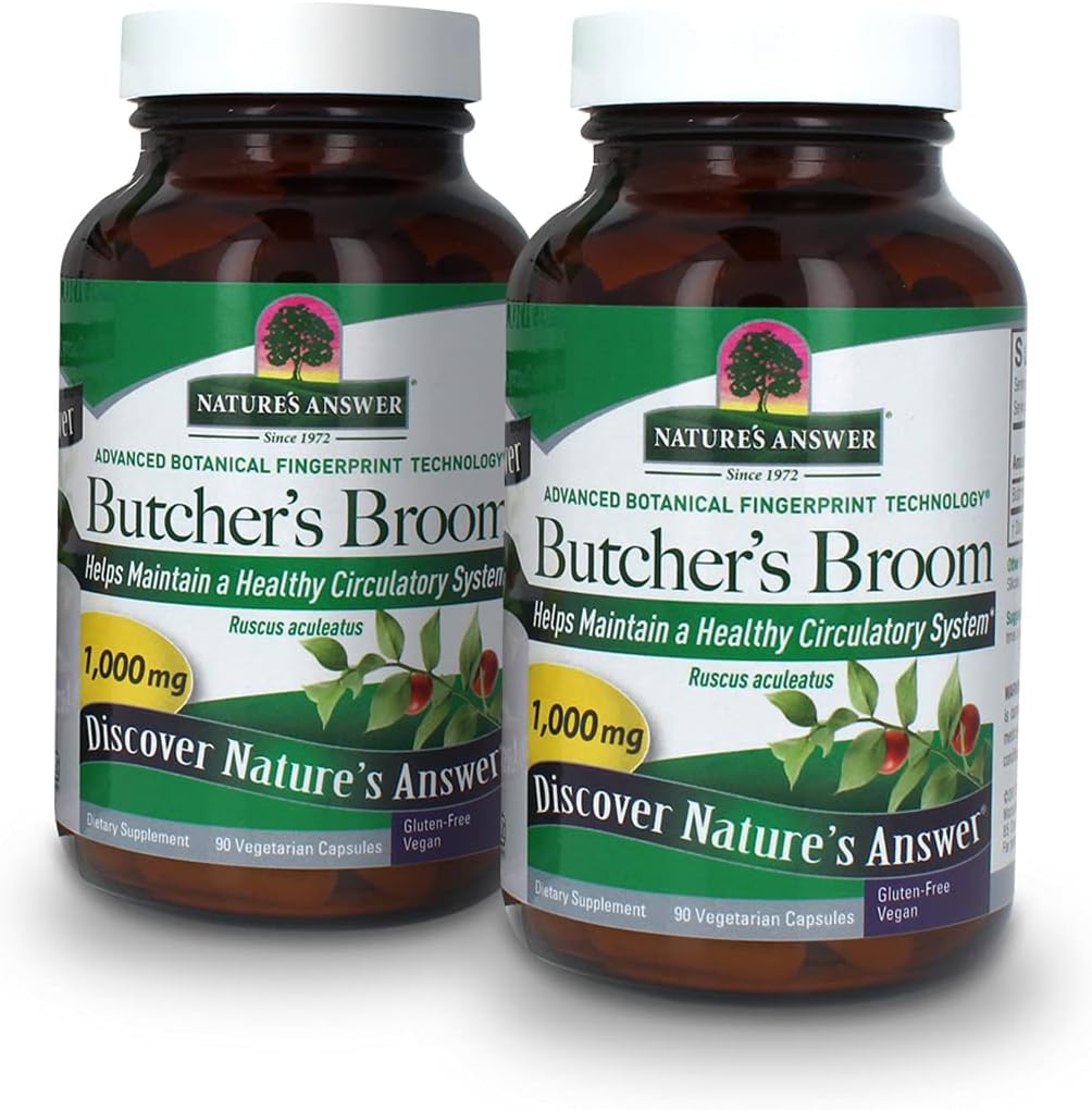 Nature's Response Butcher's Broom Root Supplement Capsules 90 Şərh və ya xüsusiyyətlər Kan Circulation / Vegan / Gluten-Free / 2 Paketi