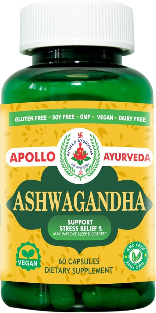 Organic Ashwagandha Capsules - 5000 mg Equivalent Adaptogen supplement , Stress Relief, Mood Support supplement, Focus and Energy Support - 60 Veg Capsules Made in USA