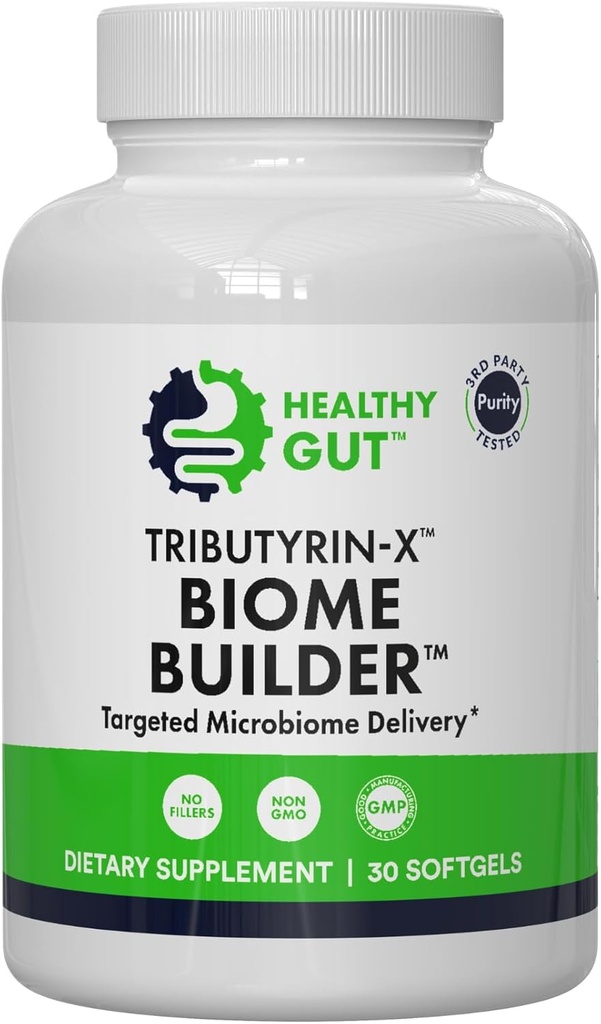 Saudável Gut Tributyrin-X , Mais Biodisponível Butyrate Postbiótico para Gut Health & Leaky Gut Support , 99% Puro w / Zero Odor , 30 Softgels