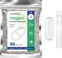 Lege Vegan Capsules Maat 1, 500-Tellen DIY plantaardige capsules voor het vullen 