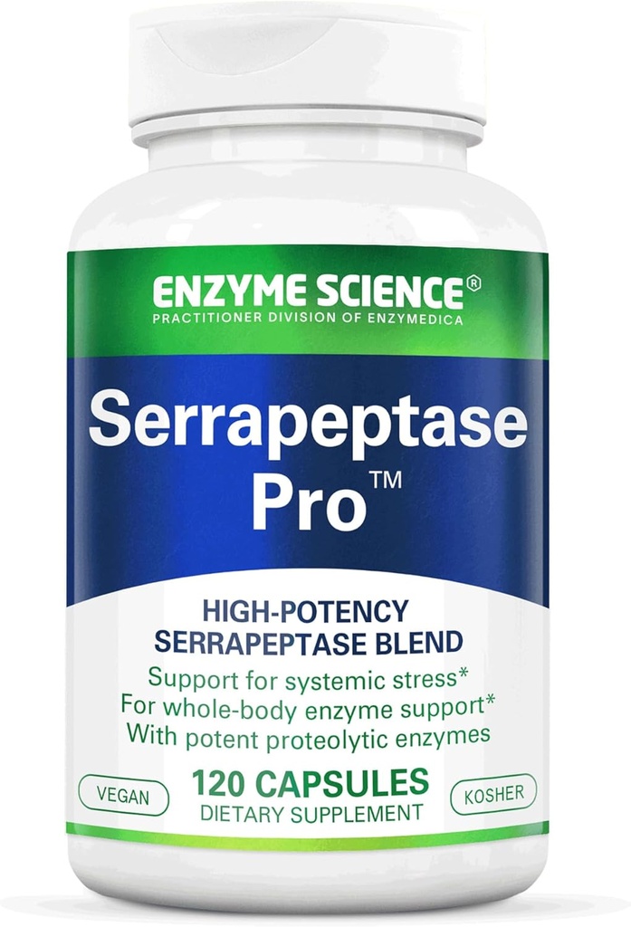 Enzym Science Serrapeptase Pro, 120 kapslar - Serratiopeptidase Supplement för Sinus, Immune & Cardiovascular Support