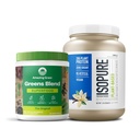Bundle of Amazing Grass Greens Superfood Powder: Original, 30 Servings + Isopure Vanilla Vegan Protein Powder, Plant Based, Organic Pea Protein, Dairy Free, 20 Servings (Verpakking mei Vary)