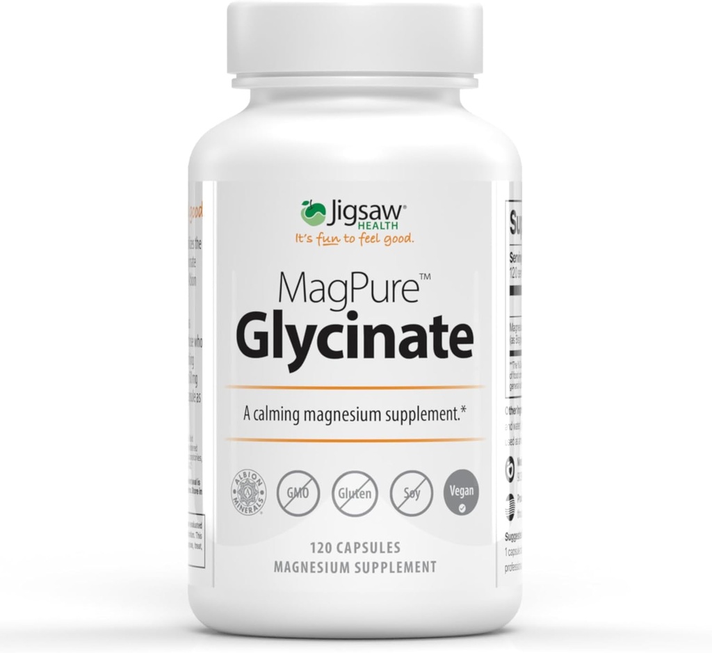 Jigsaw Kesehatan MagPure Glycinate 124; Premium Magnesium Glycinate Capsules 126; 120 Servis