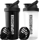 Utopia Domov Beljakovine Shaker steklenica - (Pack of 2) 28-Ounce Shaker steklenice za mešanice beljakovin - Fitness Sports Classic Mixer Shaker steklenička (črna in črna)