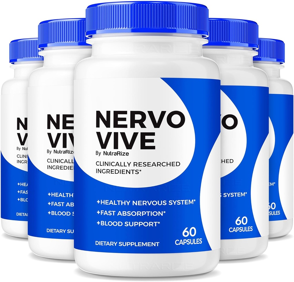 (Pack of 5) NervoVive - Original Nervo Vive Nerve Osasun-laguntza Formula, Nerve Care Natural Ingredients for Comfort & Signal function | NervoVive24 Easy-to-Take Daily Pills (300 kapsulak)