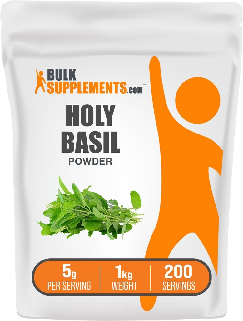 BulkSuplements.com Holy Basil Powder - Holy Basil Suplement, Holy Basil Powder - Tulsi Holy Basil, Herbal & Gluten Free, 5g per Serving, 1kg (2.2 pon) (Paket 1)