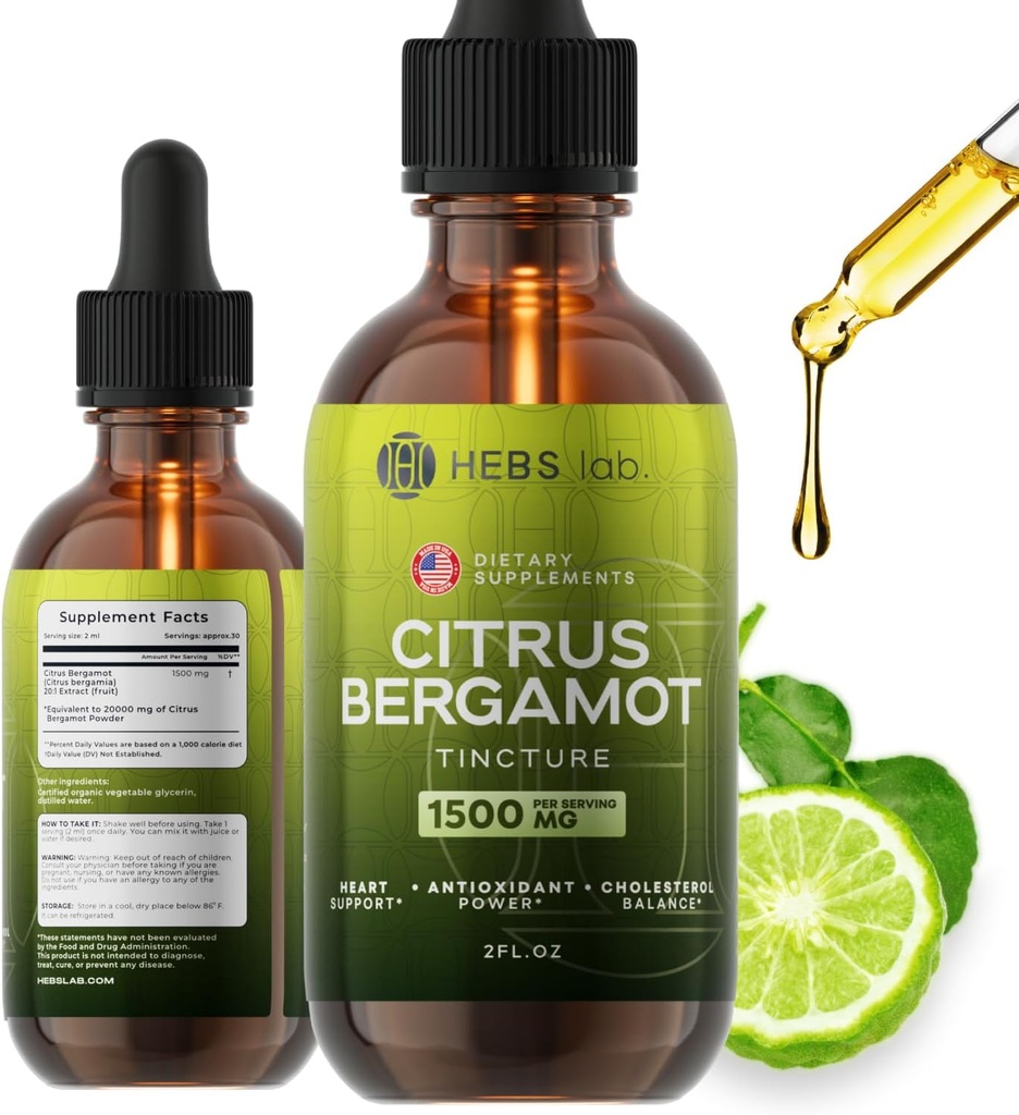 Citrus Bergamot deixa caure 2 fl oz oz Matdin a EUA - Implementació natural contra l'Anodiant, Cor i Metabolixen Wells suplementaris - Extracció de Bergamot
