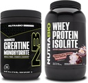 NutraBio Creatine Monohydrát, Neochucené, 300g a syrovátkové proteinové izolát, Čokoláda Polévka Macaroon, Doplněk Bundle - Svalová energie, Lean růst svalů, zotavení, a síla