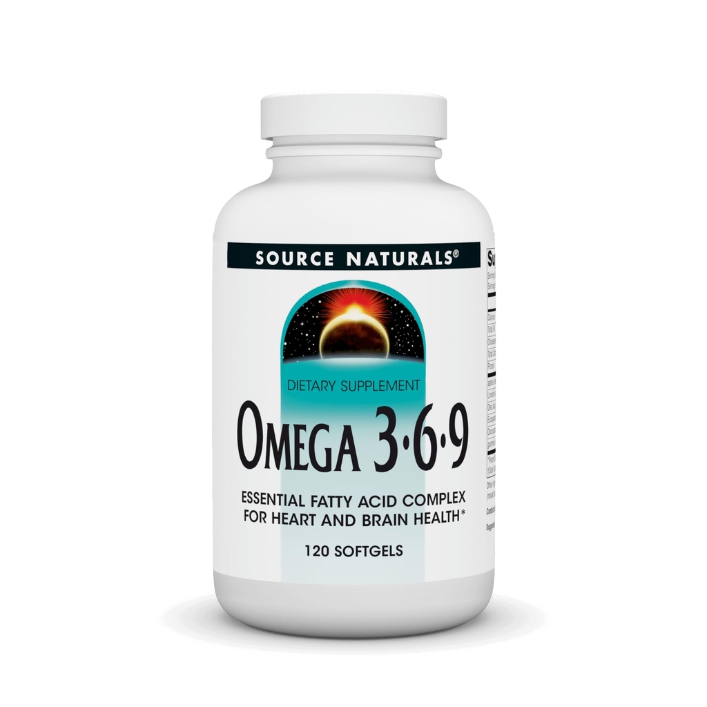 Source Naturals Omega 3-6-9, Essential Fatty Acid Complex for Heart and Brain Health* - 120 Softgels