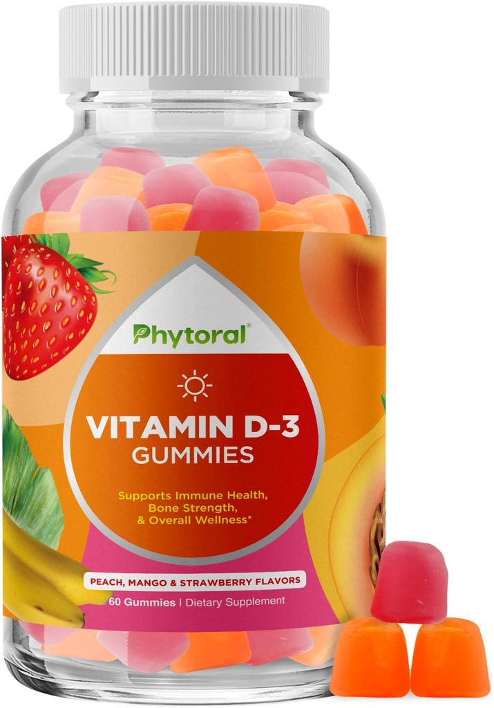 Chewable vitamin D Gummies for voksne - Delicious Daily Vitamin D3 Gummies med D3 2000IU per servering - Gluten og Gelatin Gratis ikke-GMO Gummy for voksen immunitetsstøtte (1 måned)