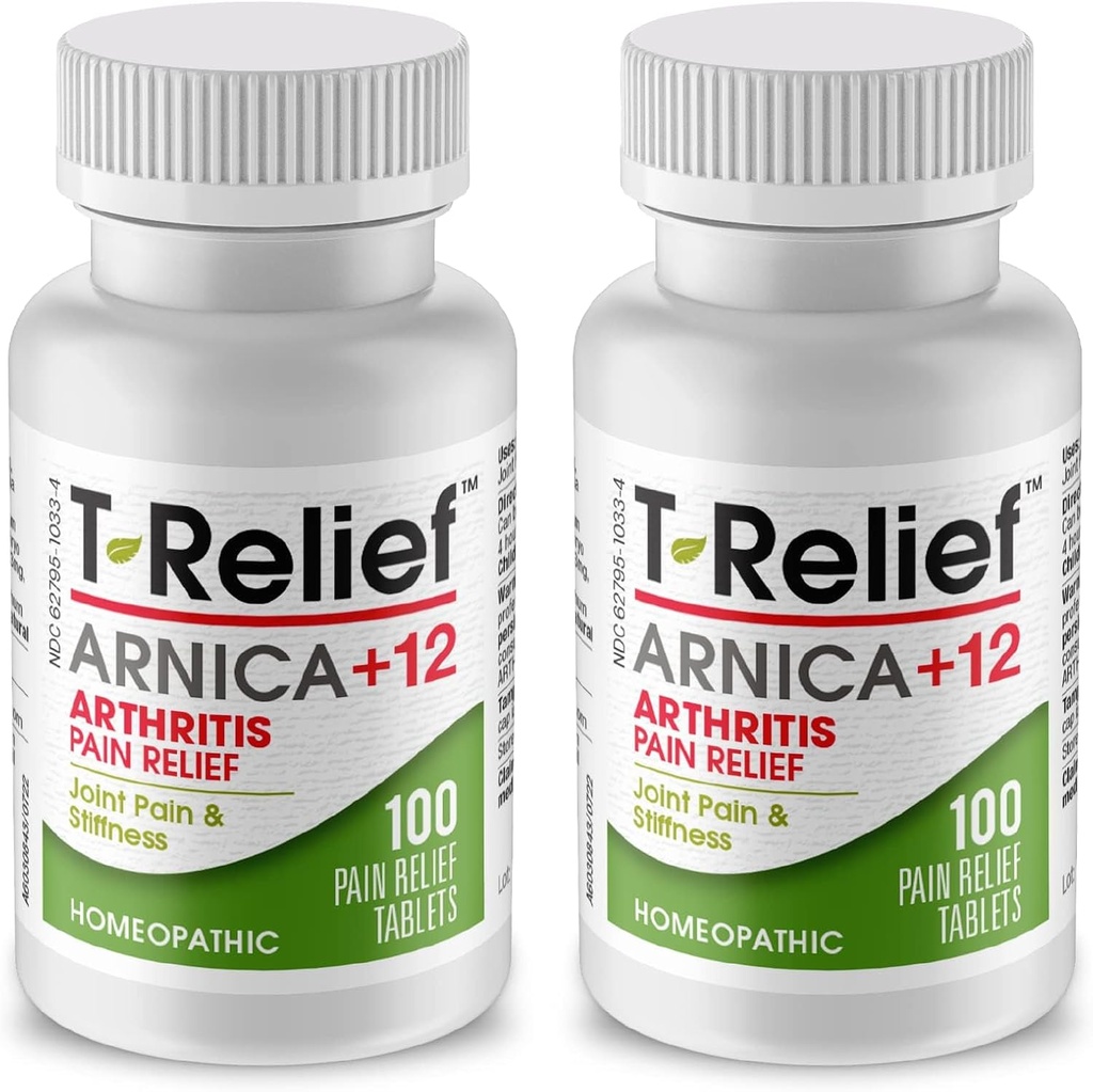 T-Relief Extra Strength Arthritis Arnica +12 Smärta Relieving Natural Medicines hjälper till att minska ömhet Stiffness värk och smärta i gemensamma naturligt - 100 tabletter (2 Pack)