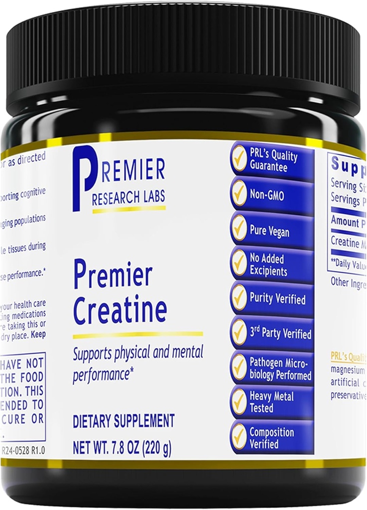 Premier Research Labs Premier Creatine - Creatine Monohydrate Powder, Creatine Powder for Men, Women, Vegetarians, Unflavored Vegan Friendly Formula - 7.8 oz (40 Servings)